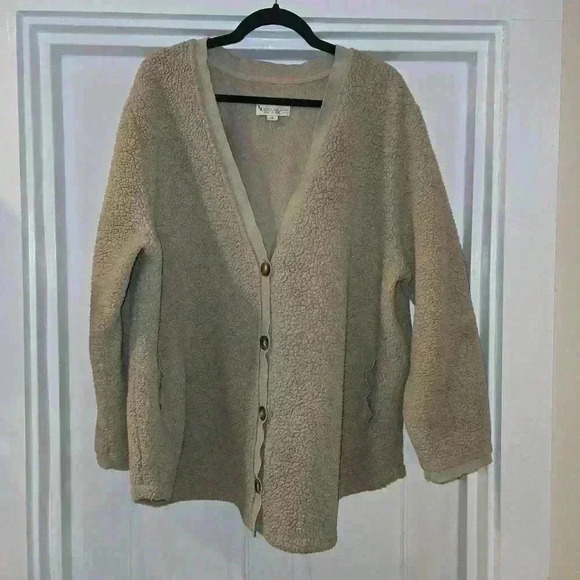 KOOLABURRA by UGG Womens Popcorn Sherpa Cardigan Taupe Size 2X - Picture 2 of 9
